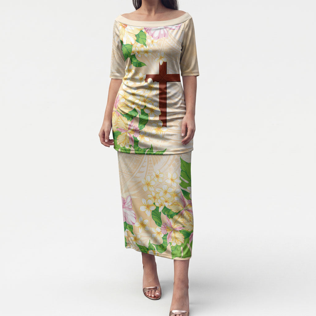 Samoa AIGA Floral Theme Puletasi Always In God's Arms