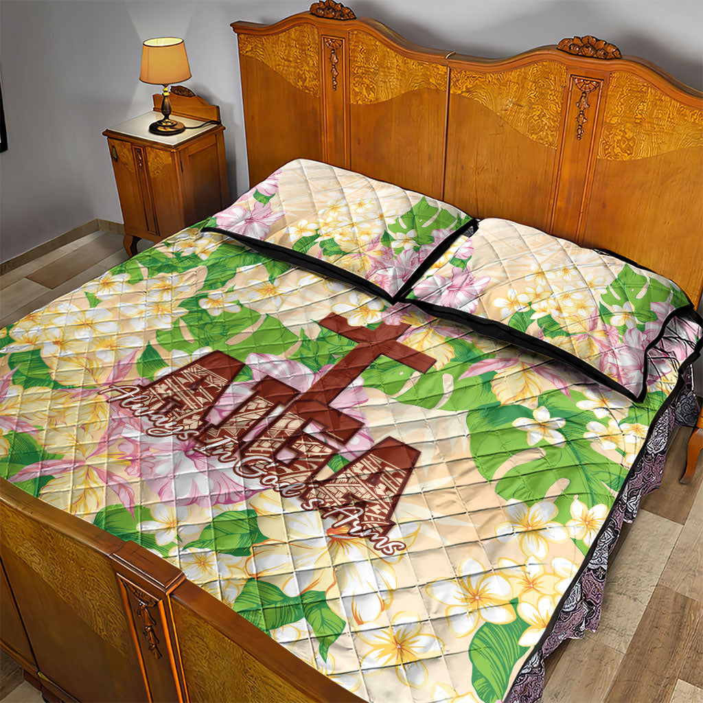 Samoa AIGA Floral Theme Quilt Bed Set Always In God's Arms
