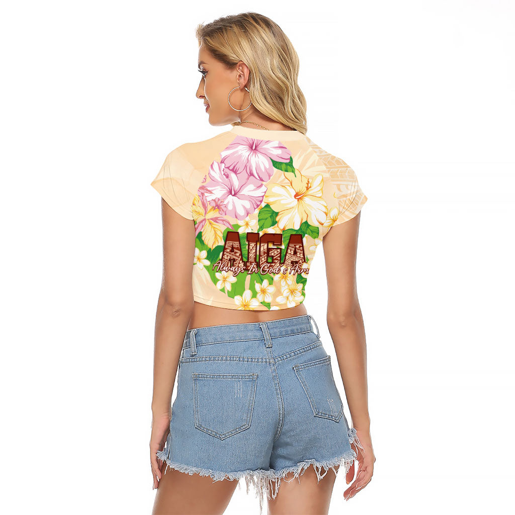 Samoa AIGA Floral Theme Raglan Cropped T Shirt Always In God's Arms