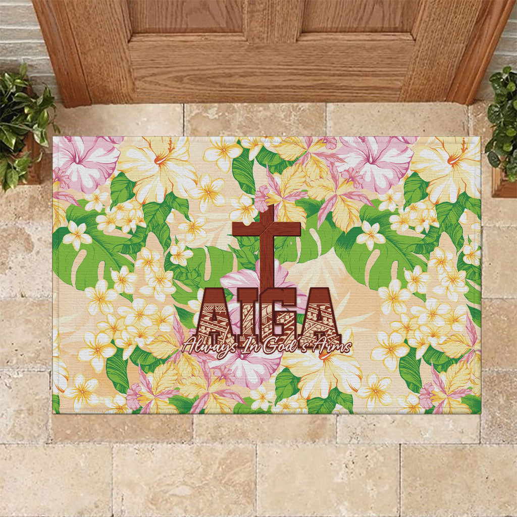 Samoa AIGA Floral Theme Rubber Doormat Always In God's Arms