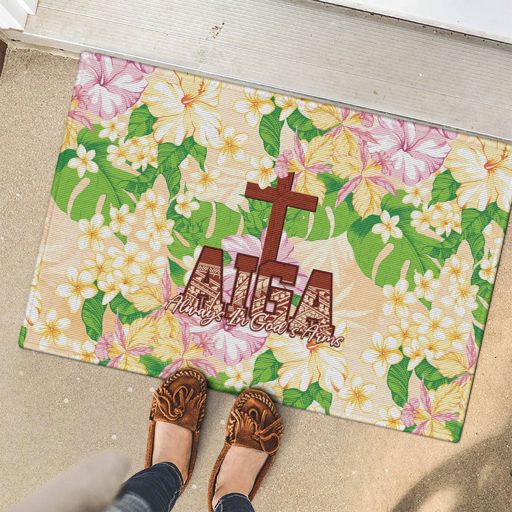 Samoa AIGA Floral Theme Rubber Doormat Always In God's Arms