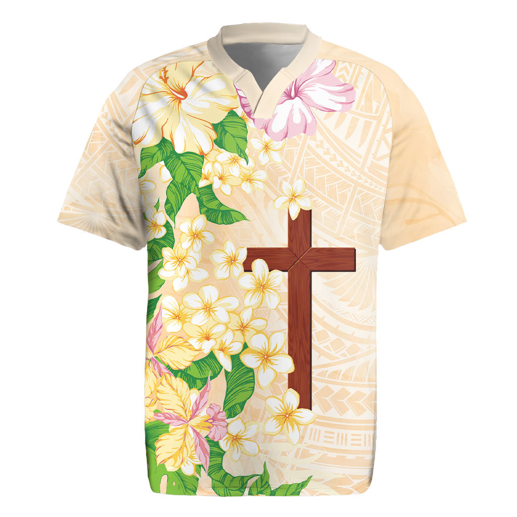 Samoa AIGA Floral Theme Rugby Jersey Always In God's Arms