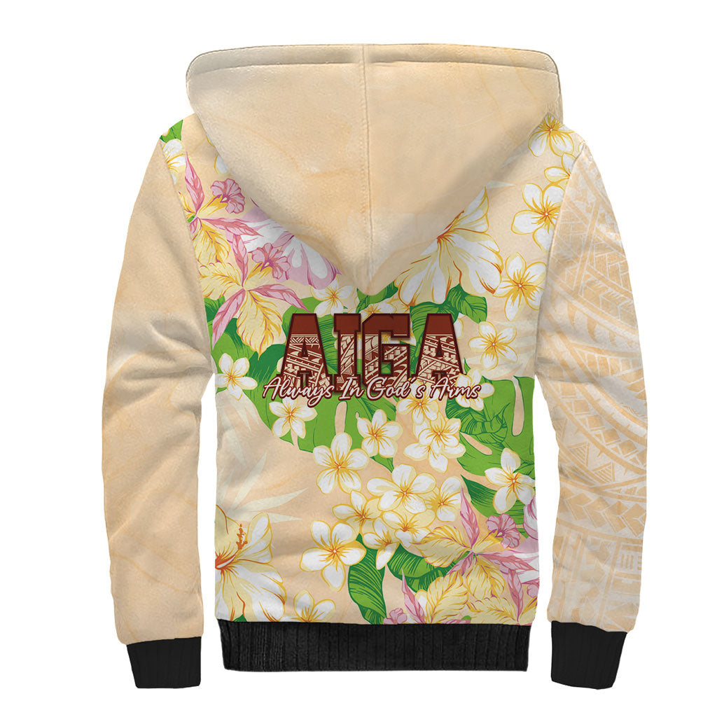 Samoa AIGA Floral Theme Sherpa Hoodie Always In God's Arms