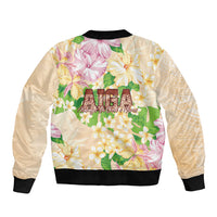 Samoa AIGA Floral Theme Sleeve Zip Bomber Jacket Always In God's Arms
