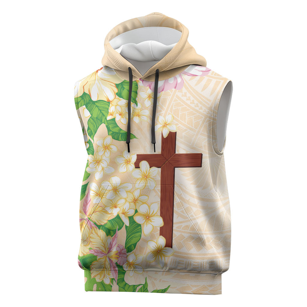 Samoa AIGA Floral Theme Sleeveless Hoodie Always In God's Arms