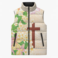 Samoa AIGA Floral Theme Sleeveless Puffer Jacket Always In God's Arms