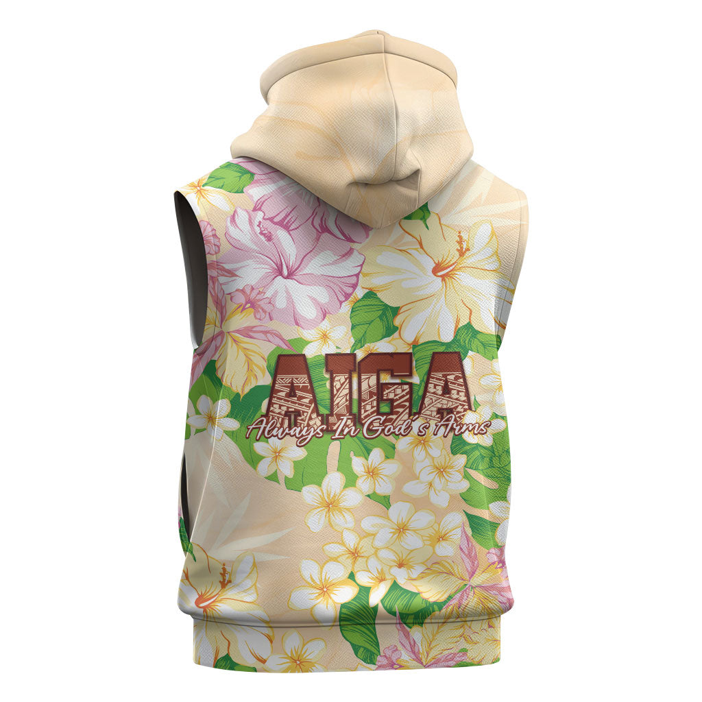 Samoa AIGA Floral Theme Sleeveless Zip Hoodie Always In God's Arms