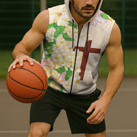 Samoa AIGA Floral Theme Sleeveless Zip Hoodie Always In God's Arms