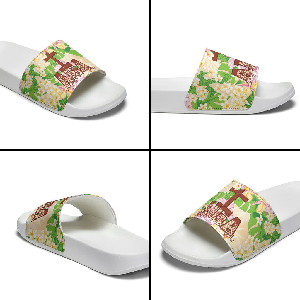 Samoa AIGA Floral Theme Slide Sandals Always In God's Arms