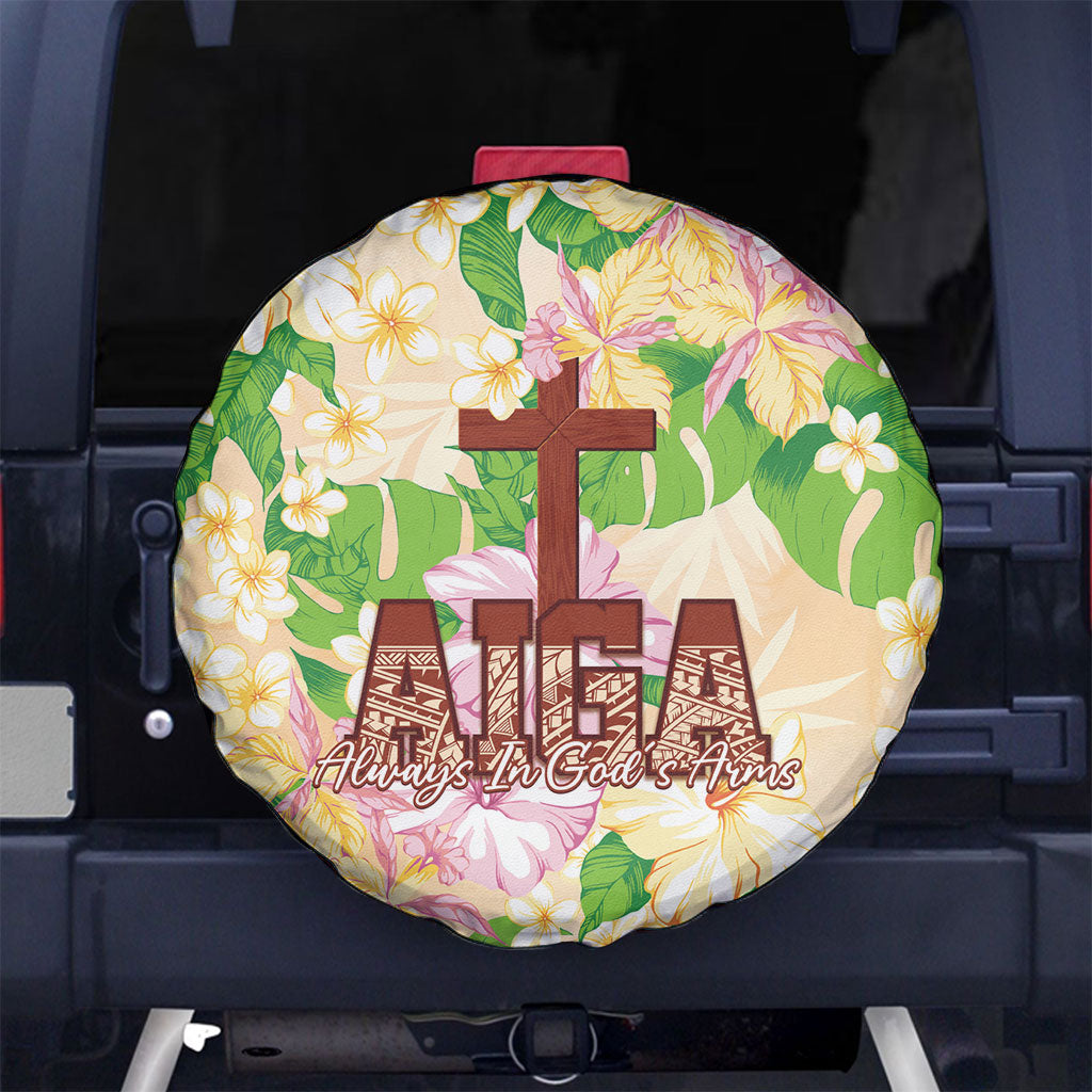 Samoa AIGA Floral Theme Spare Tire Cover Always In God's Arms