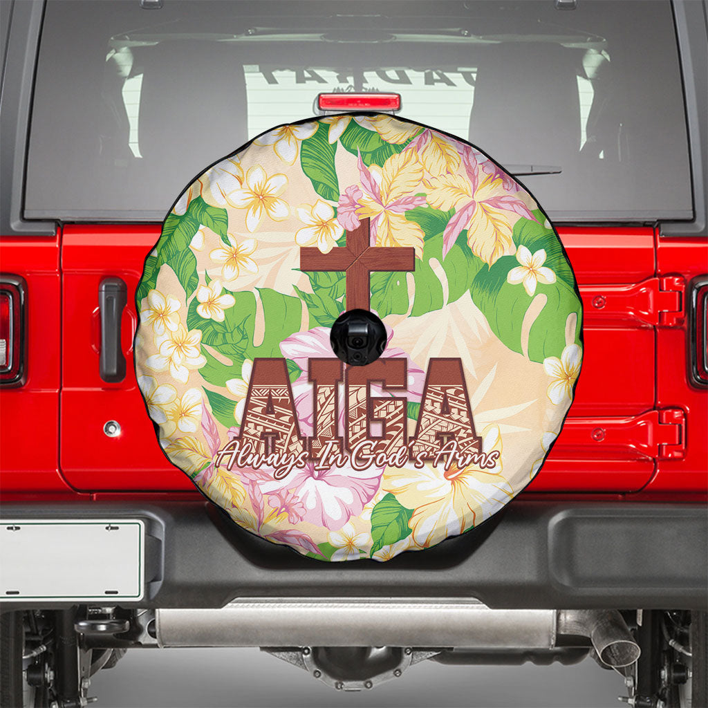 Samoa AIGA Floral Theme Spare Tire Cover Always In God's Arms