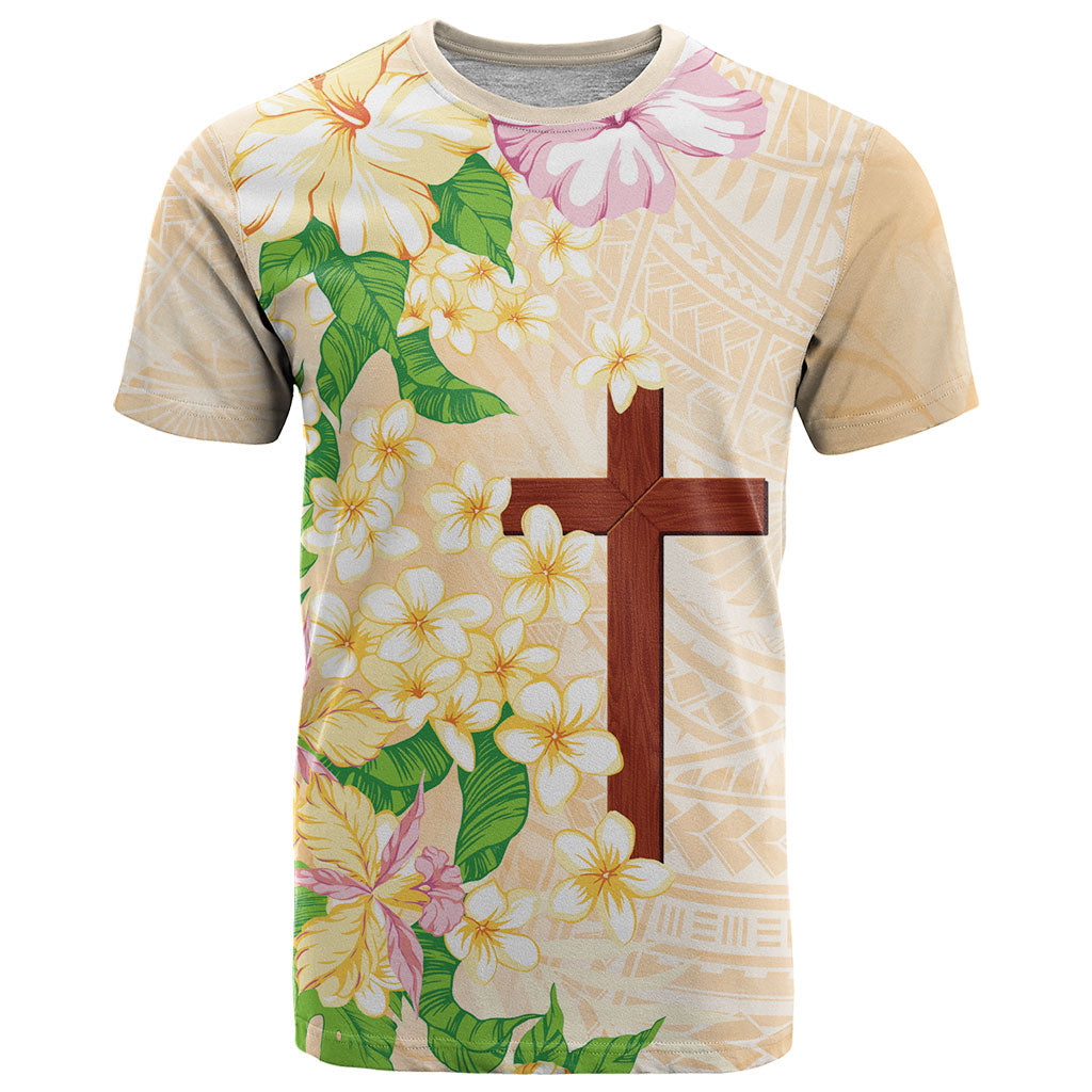 Samoa AIGA Floral Theme T Shirt Always In God's Arms