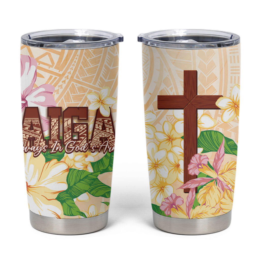 Samoa AIGA Floral Theme Tumbler Cup Always In God's Arms