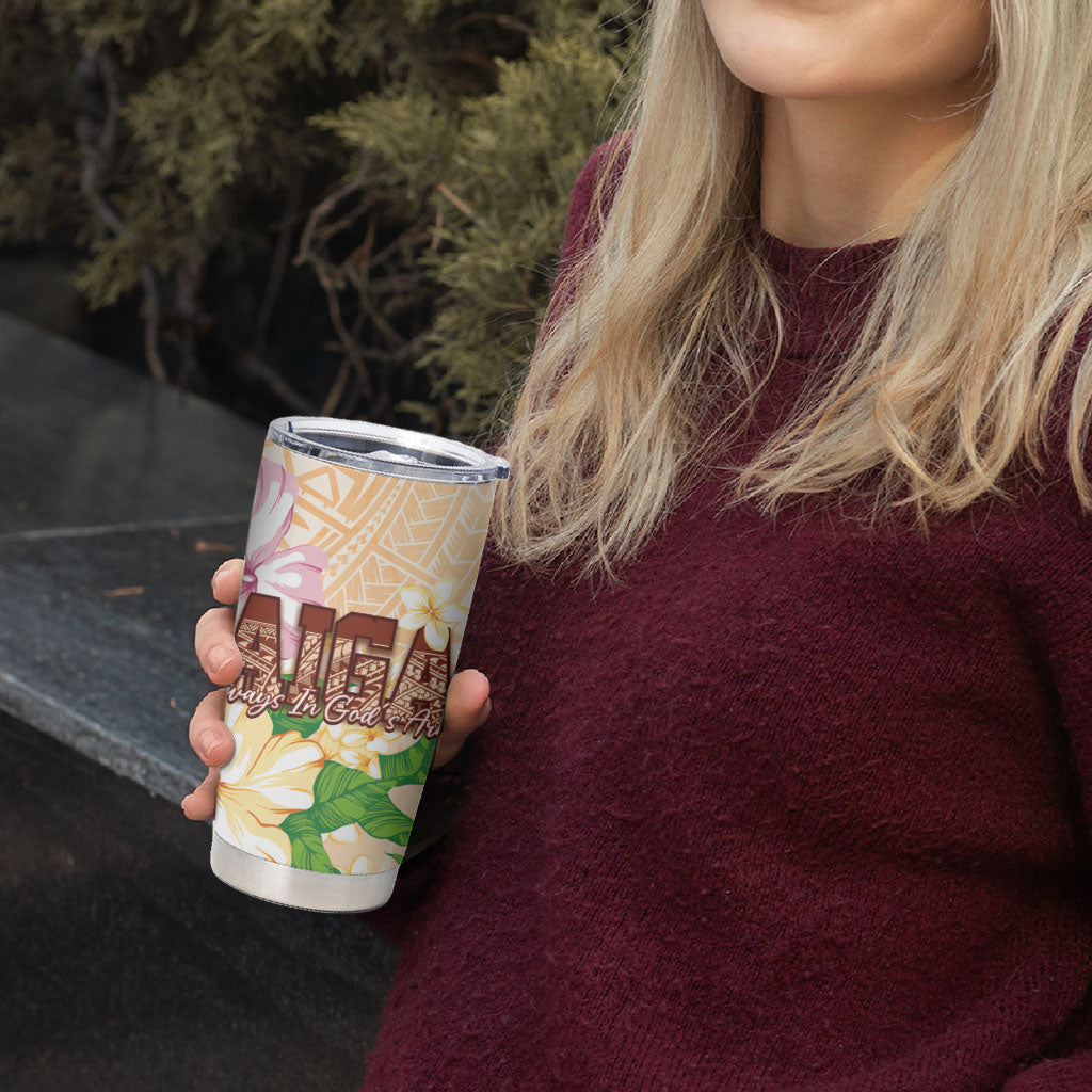 Samoa AIGA Floral Theme Tumbler Cup Always In God's Arms