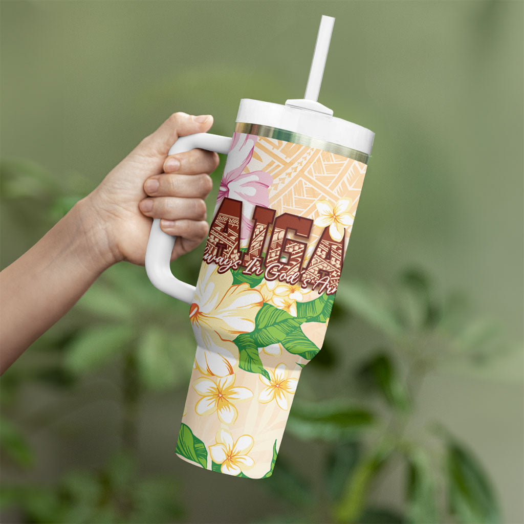 Samoa AIGA Floral Theme Tumbler With Handle Always In God's Arms