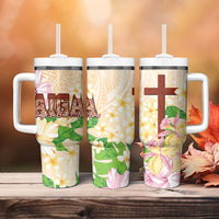Samoa AIGA Floral Theme Tumbler With Handle Always In God's Arms