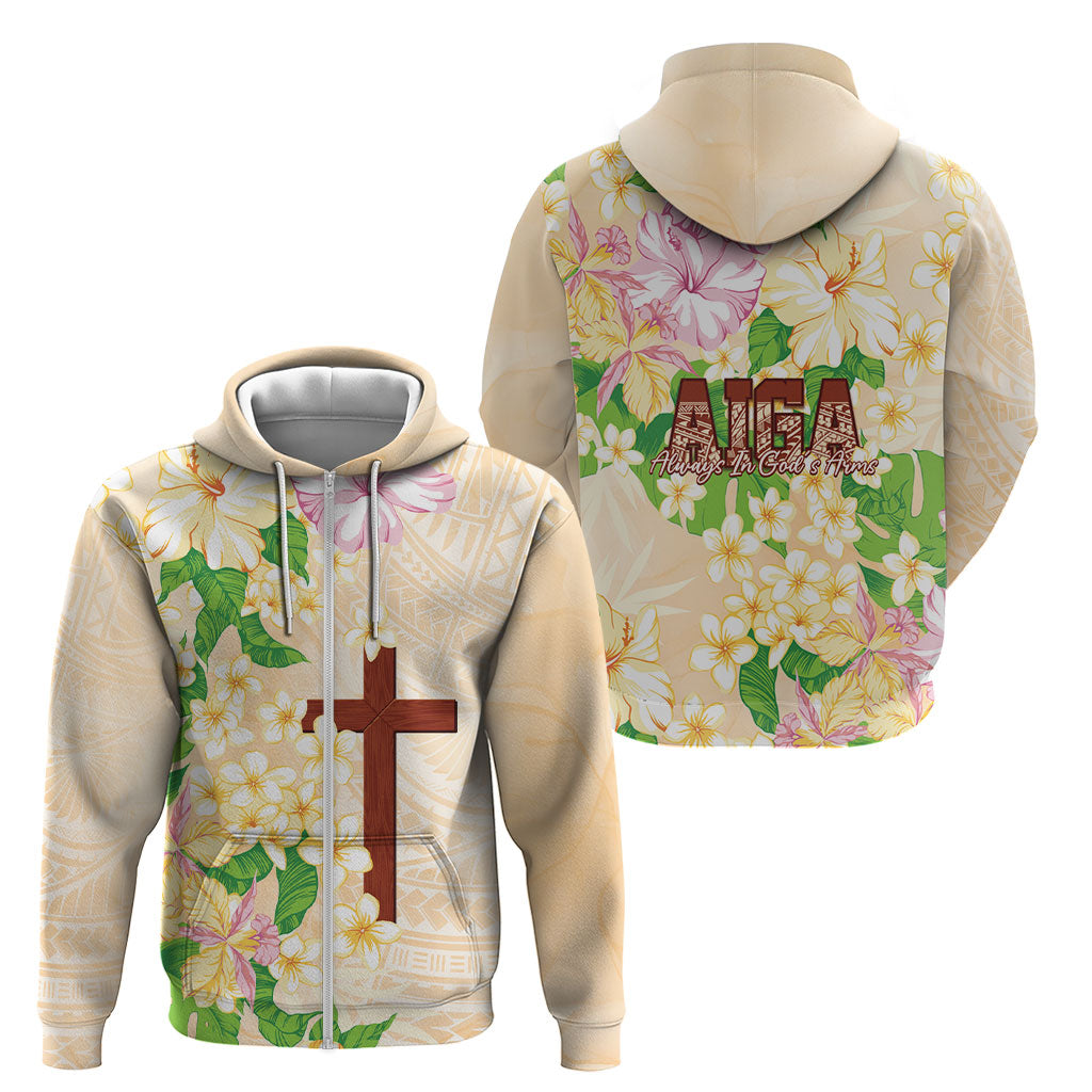 Samoa AIGA Floral Theme Zip Hoodie Always In God's Arms