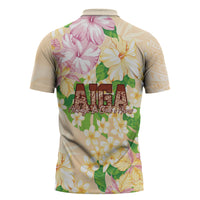 Samoa AIGA Floral Theme Zipper Polo Shirt Always In God's Arms