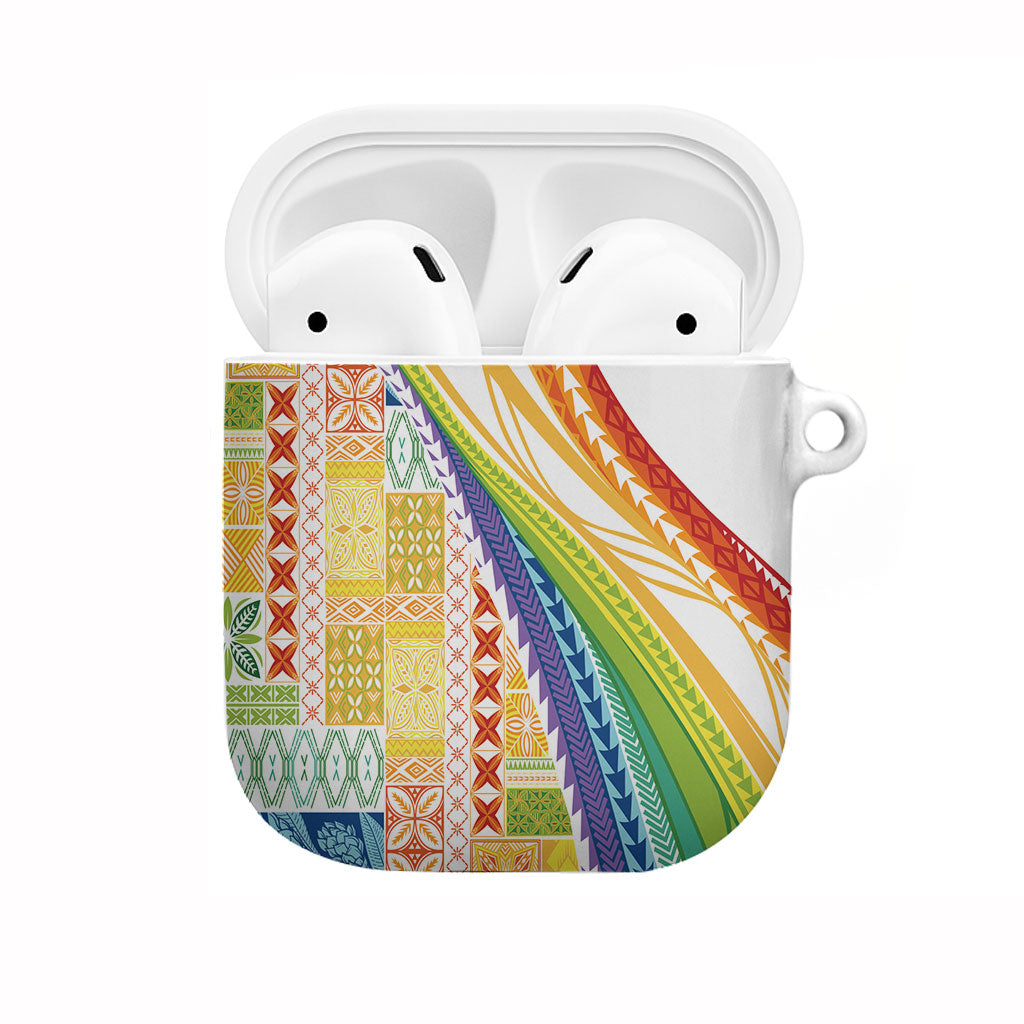 Pasifika Samoa Siapo Malu Tattoo Inspired AirPods Case Fa'afafine Rainbow Theme