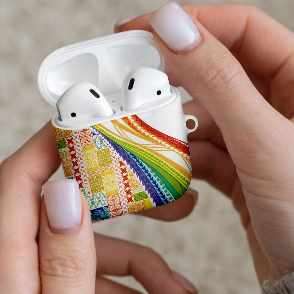 Pasifika Samoa Siapo Malu Tattoo Inspired AirPods Case Fa'afafine Rainbow Theme