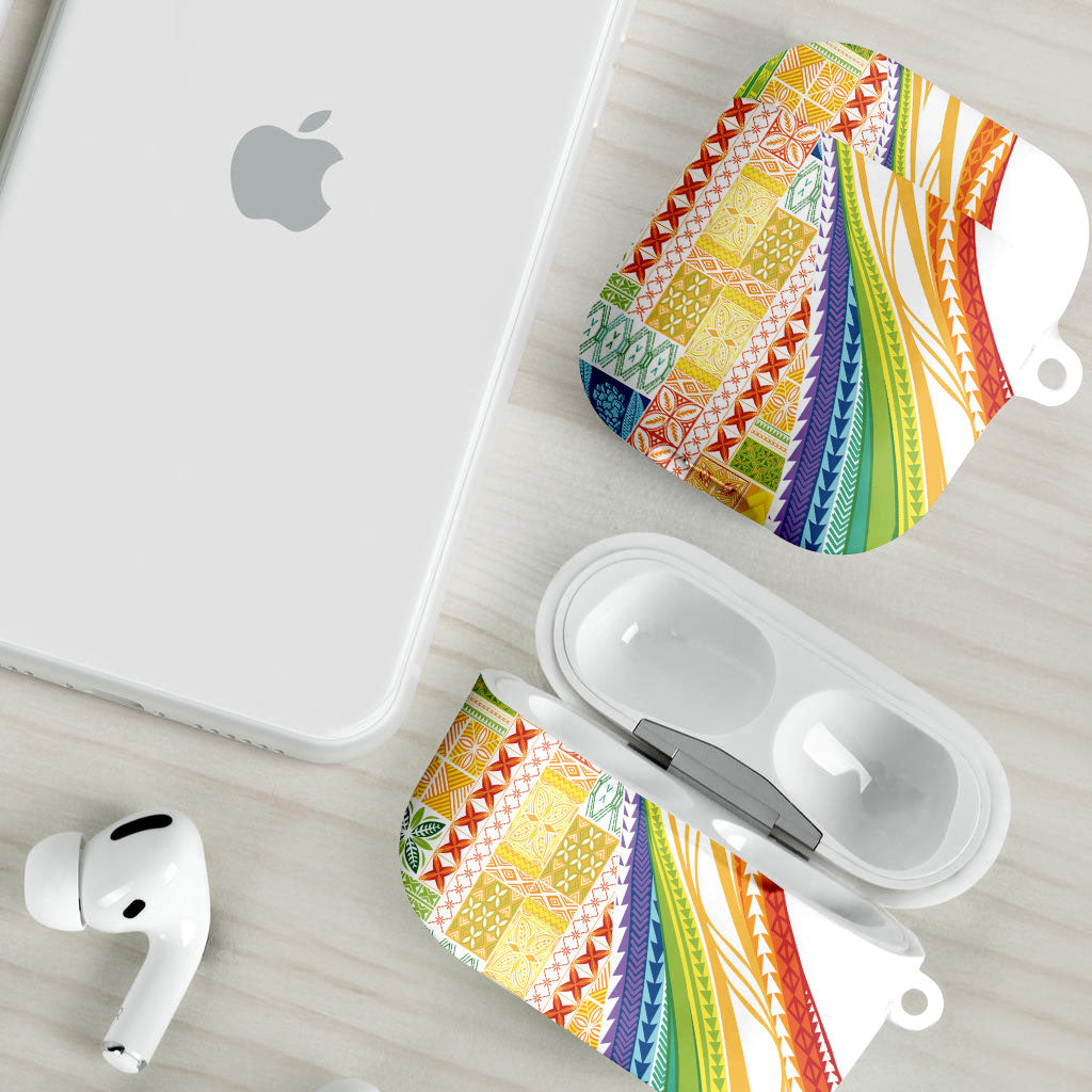 Pasifika Samoa Siapo Malu Tattoo Inspired AirPods Case Fa'afafine Rainbow Theme