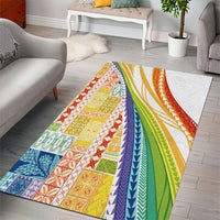 Pasifika Samoa Siapo Malu Tattoo Inspired Area Rug Fa'afafine Rainbow Theme