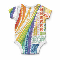 Pasifika Samoa Siapo Malu Tattoo Inspired Baby Onesie Fa'afafine Rainbow Theme