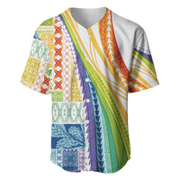 Pasifika Samoa Siapo Malu Tattoo Inspired Baseball Jersey Fa'afafine Rainbow Theme