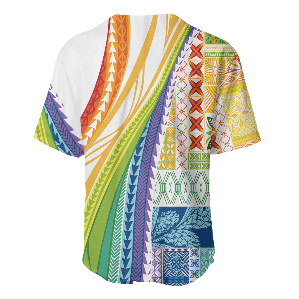 Pasifika Samoa Siapo Malu Tattoo Inspired Baseball Jersey Fa'afafine Rainbow Theme