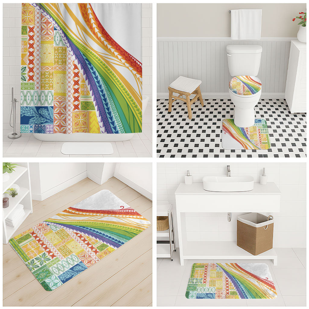 Pasifika Samoa Siapo Malu Tattoo Inspired Bathroom Set Fa'afafine Rainbow Theme