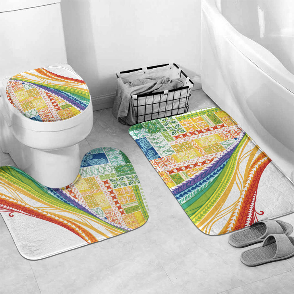 Pasifika Samoa Siapo Malu Tattoo Inspired Bathroom Set Fa'afafine Rainbow Theme