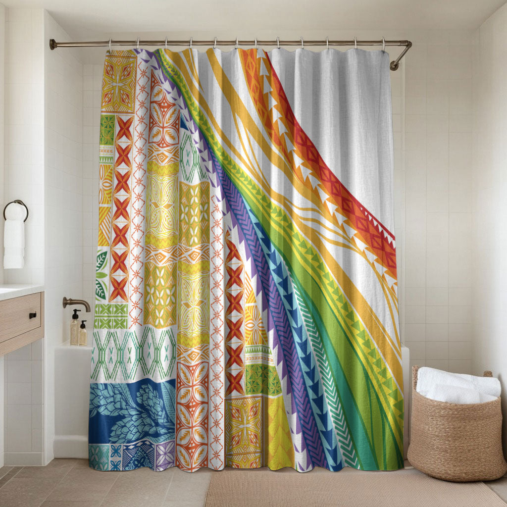 Pasifika Samoa Siapo Malu Tattoo Inspired Bathroom Set Fa'afafine Rainbow Theme