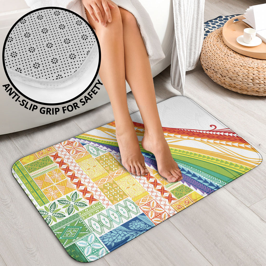 Pasifika Samoa Siapo Malu Tattoo Inspired Bathroom Set Fa'afafine Rainbow Theme