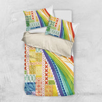 Pasifika Samoa Siapo Malu Tattoo Inspired Bedding Set Fa'afafine Rainbow Theme