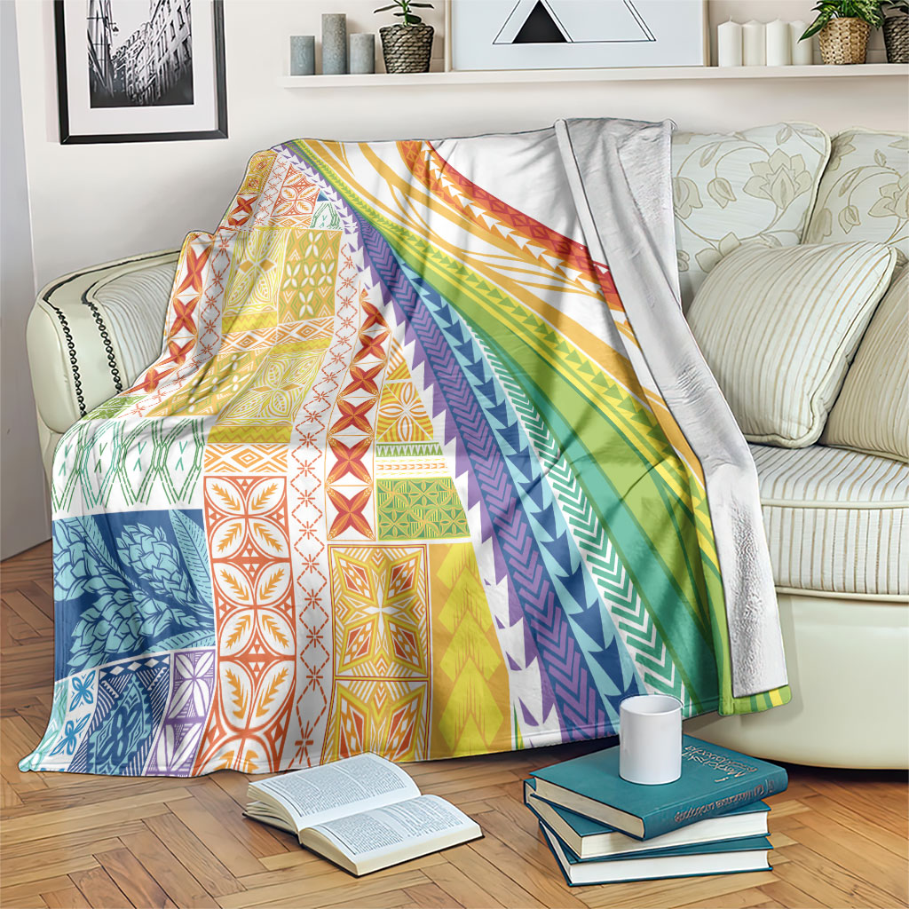 Pasifika Samoa Siapo Malu Tattoo Inspired Blanket Fa'afafine Rainbow Theme