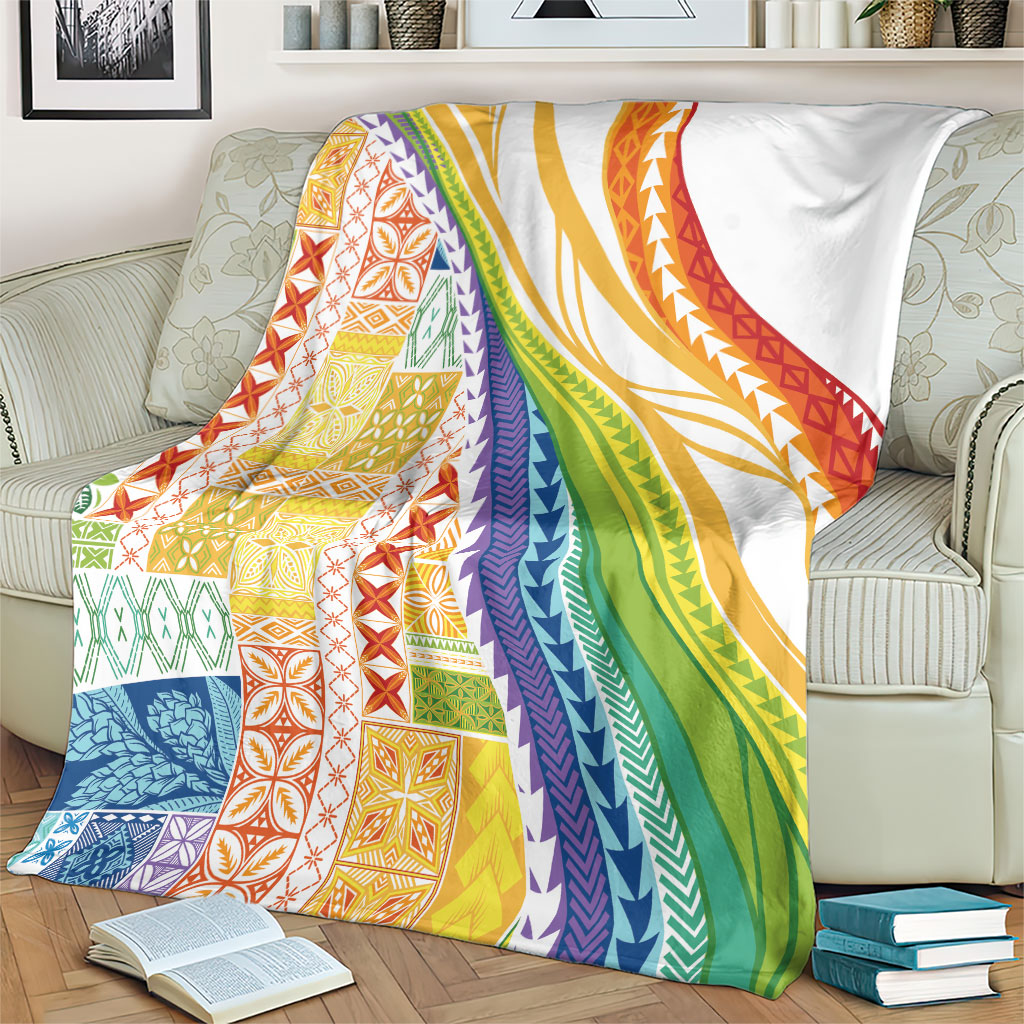 Pasifika Samoa Siapo Malu Tattoo Inspired Blanket Fa'afafine Rainbow Theme