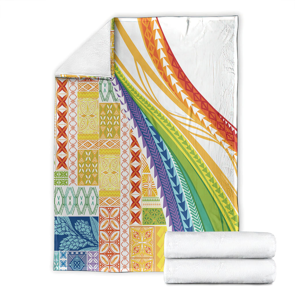 Pasifika Samoa Siapo Malu Tattoo Inspired Blanket Fa'afafine Rainbow Theme