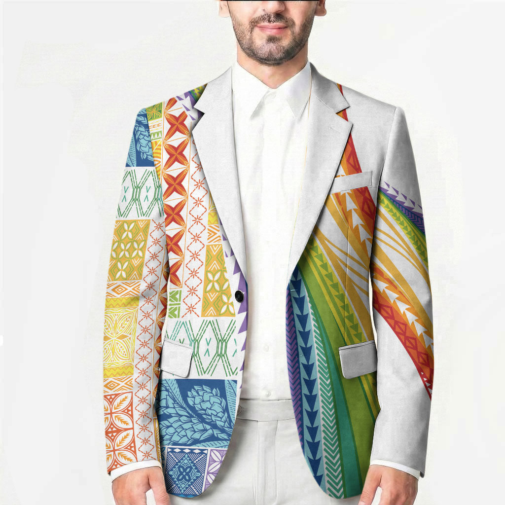 Pasifika Samoa Siapo Malu Tattoo Inspired Blazer Fa'afafine Rainbow Theme