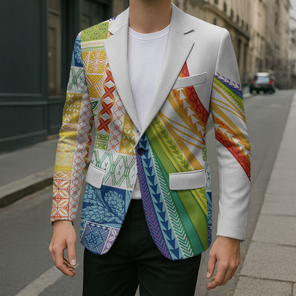 Pasifika Samoa Siapo Malu Tattoo Inspired Blazer Fa'afafine Rainbow Theme