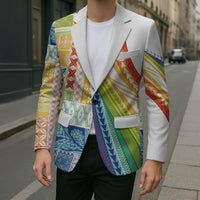 Pasifika Samoa Siapo Malu Tattoo Inspired Blazer Fa'afafine Rainbow Theme
