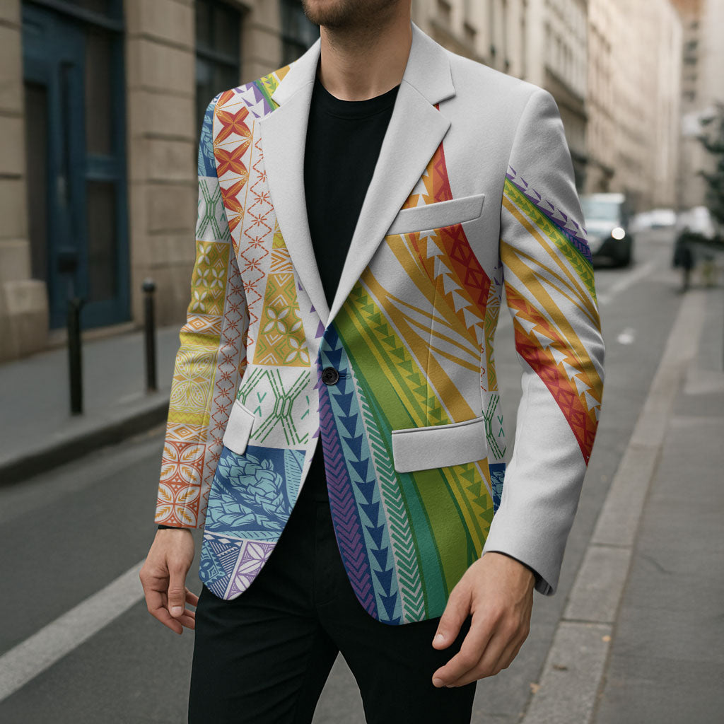 Pasifika Samoa Siapo Malu Tattoo Inspired Blazer Fa'afafine Rainbow Theme