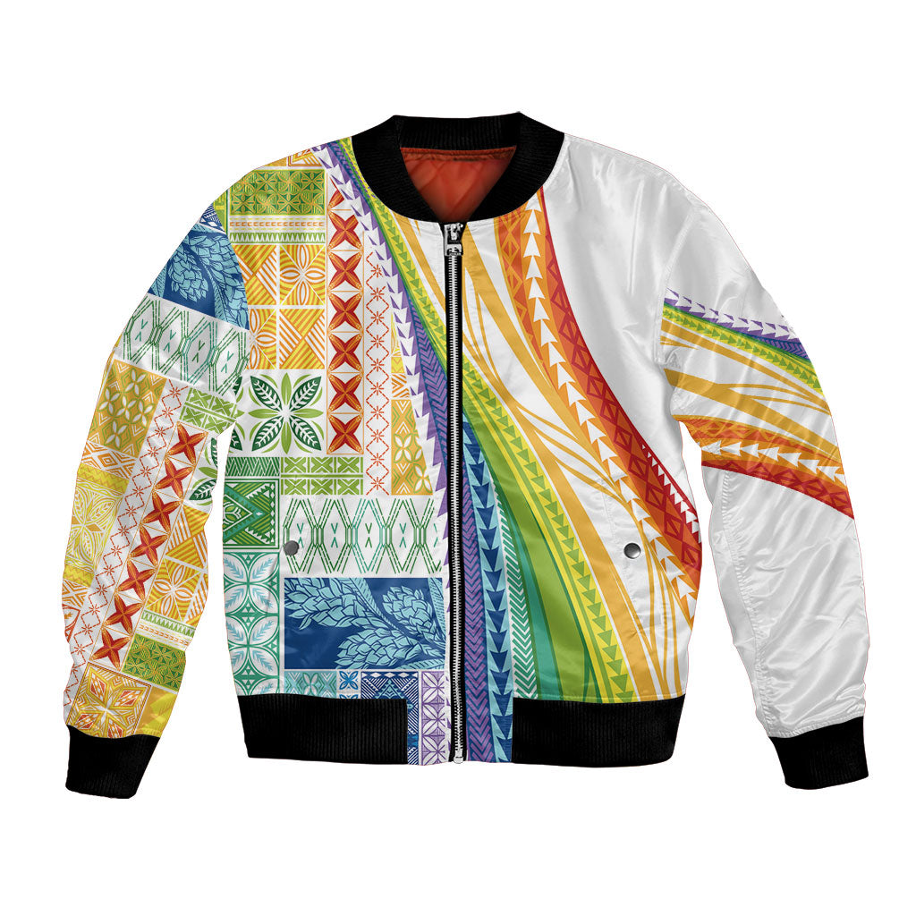 Pasifika Samoa Siapo Malu Tattoo Inspired Bomber Jacket Fa'afafine Rainbow Theme