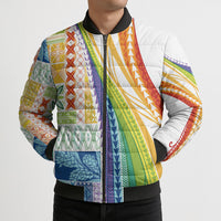 Pasifika Samoa Siapo Malu Tattoo Inspired Bomber Puffer Jacket Fa'afafine Rainbow Theme
