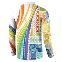 Pasifika Samoa Siapo Malu Tattoo Inspired Button Sweatshirt Fa'afafine Rainbow Theme