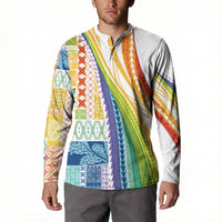 Pasifika Samoa Siapo Malu Tattoo Inspired Button Sweatshirt Fa'afafine Rainbow Theme