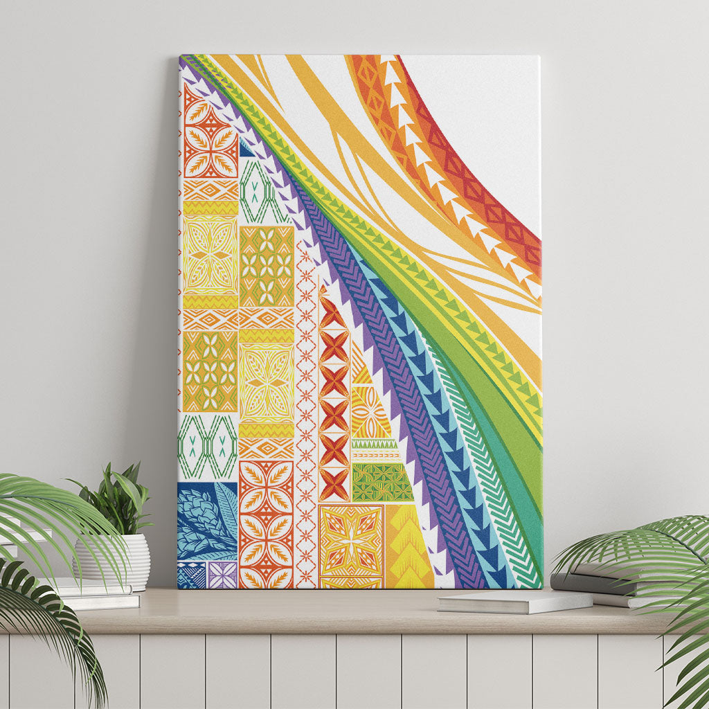 Pasifika Samoa Siapo Malu Tattoo Inspired Canvas Wall Art Fa'afafine Rainbow Theme