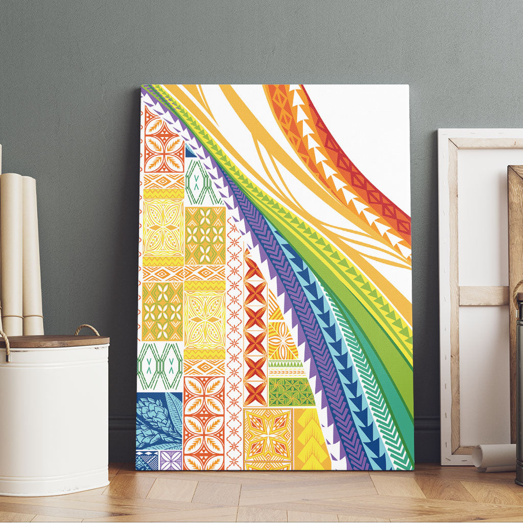 Pasifika Samoa Siapo Malu Tattoo Inspired Canvas Wall Art Fa'afafine Rainbow Theme
