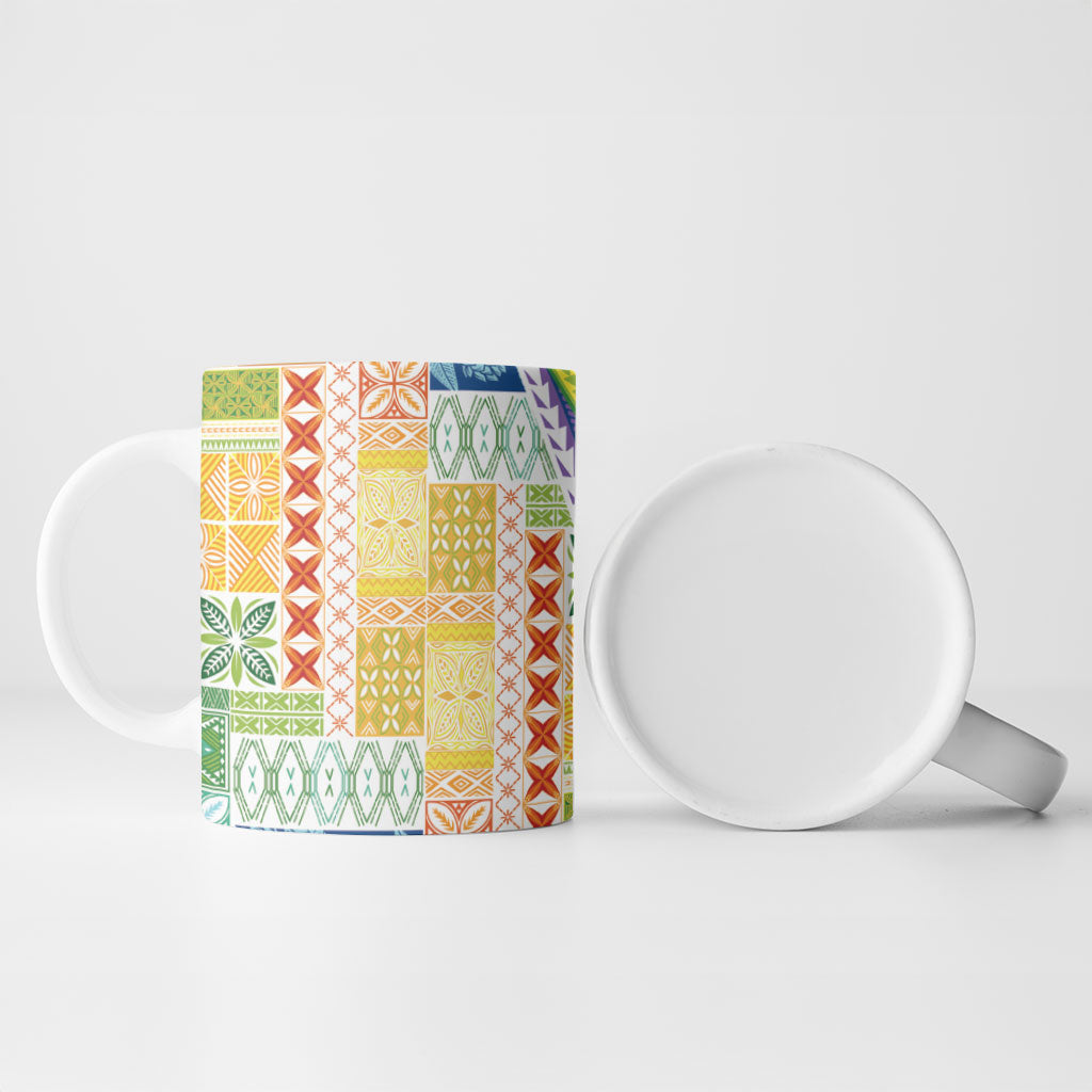 Pasifika Samoa Siapo Malu Tattoo Inspired Ceramic Mug Fa'afafine Rainbow Theme