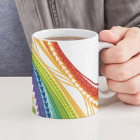 Pasifika Samoa Siapo Malu Tattoo Inspired Ceramic Mug Fa'afafine Rainbow Theme