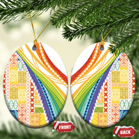 Pasifika Samoa Siapo Malu Tattoo Inspired Ceramic Ornament Fa'afafine Rainbow Theme